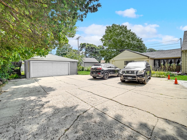 exterior space with a garage