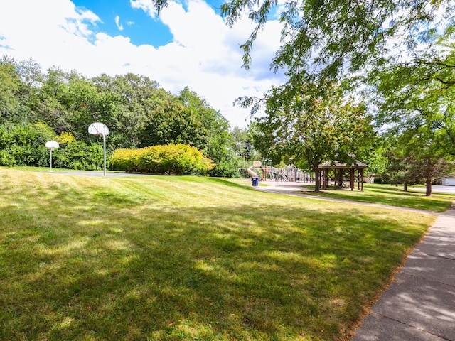 view of yard with a gazebo