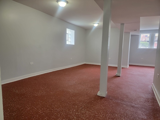 basement featuring carpet