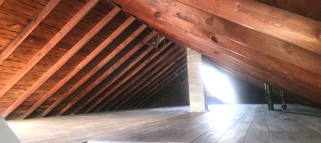 view of unfinished attic