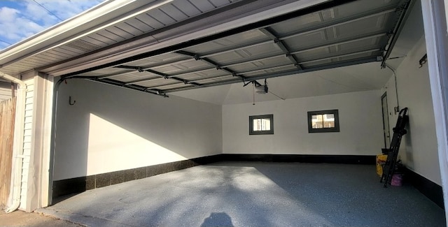 garage with a garage door opener