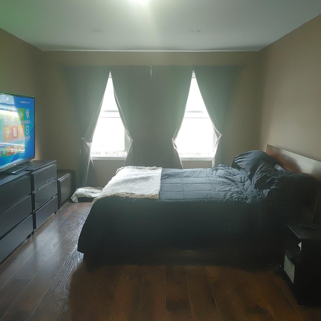 bedroom featuring dark hardwood / wood-style flooring