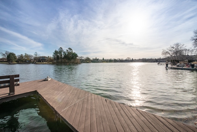 dock area featuring a water view