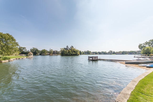 property view of water with a boat dock