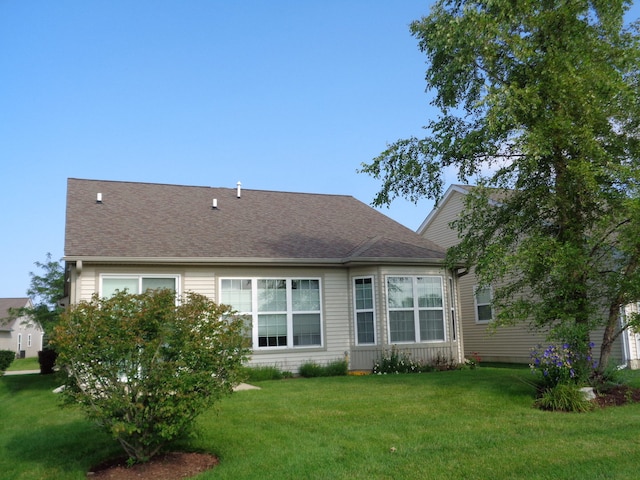 rear view of house featuring a yard