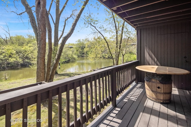 deck with a water view