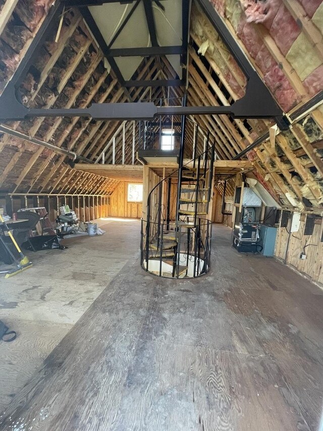 view of unfinished attic