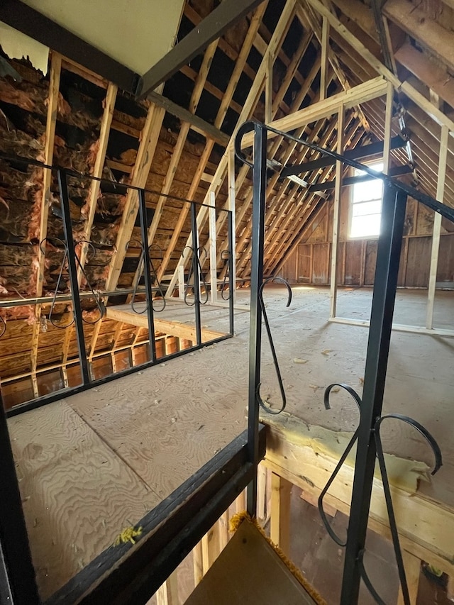 view of unfinished attic