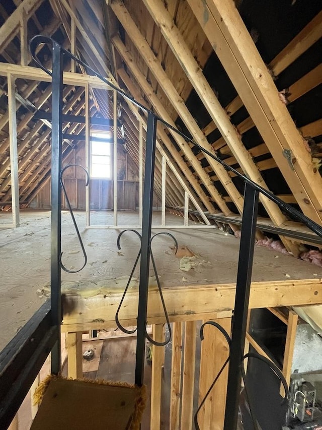 view of unfinished attic