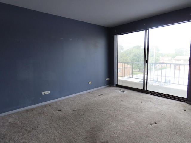 unfurnished room featuring light colored carpet