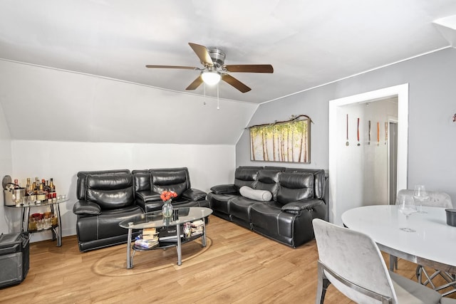 6821 S Campbell Ave, Chicago, IL 60629 - living area featuring vaulted ceiling, a ceiling fan, and light wood-style flooring