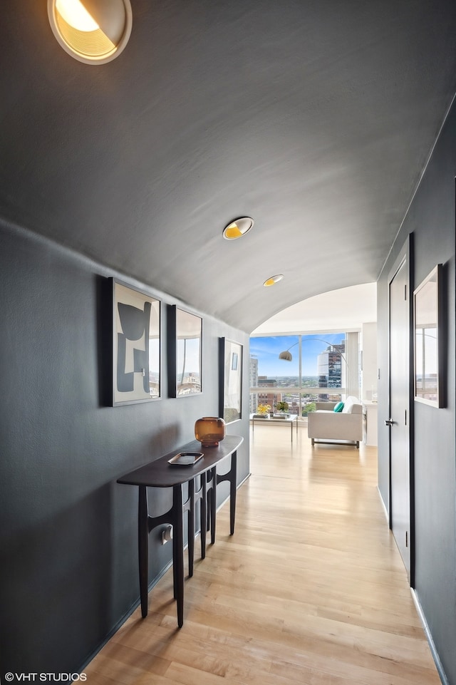 corridor featuring light hardwood / wood-style flooring