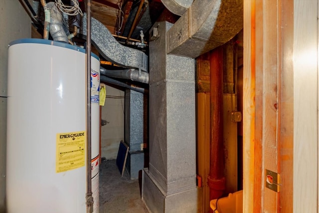 utility room with gas water heater