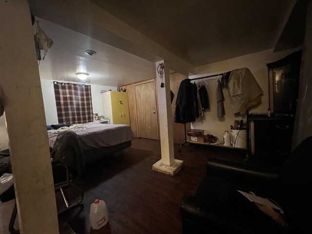 bedroom featuring dark wood-type flooring