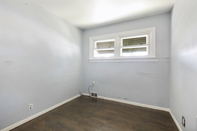 empty room with dark hardwood / wood-style floors