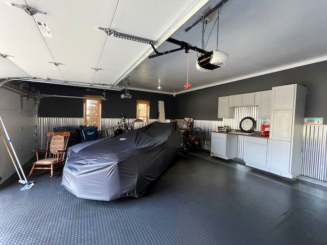 garage with a garage door opener