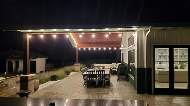 view of patio at night