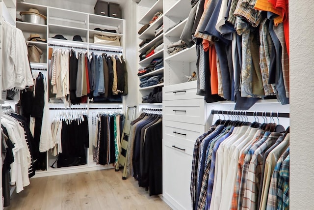 walk in closet featuring light hardwood / wood-style floors