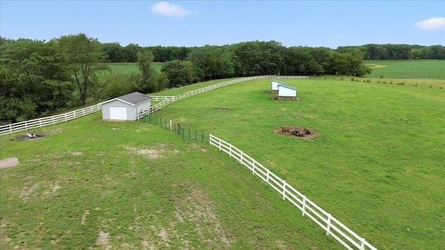 bird's eye view featuring a rural view