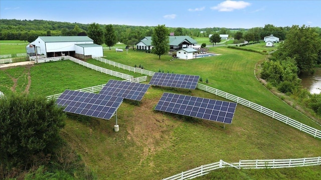 drone / aerial view with a rural view