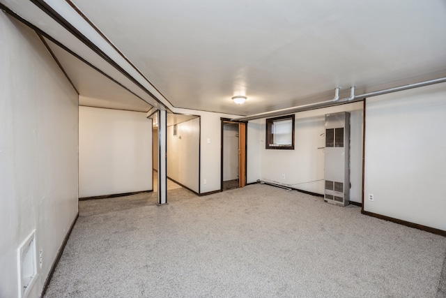 basement with light carpet