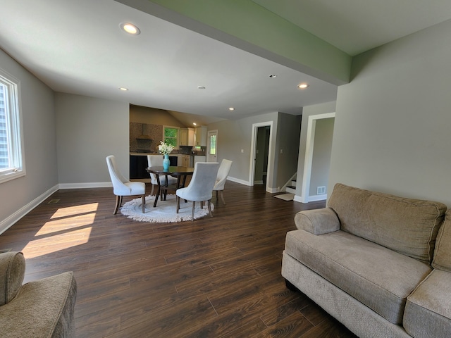 dining area with hardwood / wood-style flooring