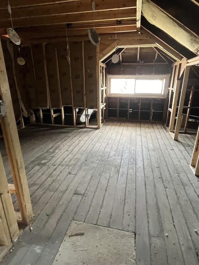 view of unfinished attic