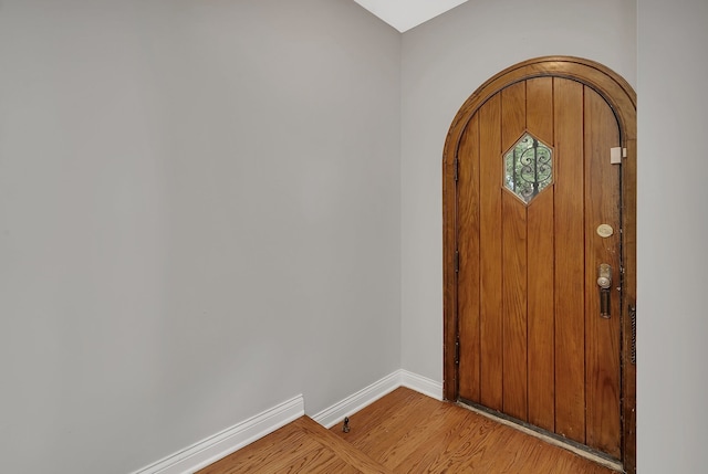 foyer with light hardwood / wood-style flooring