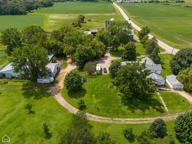 birds eye view of property featuring a rural view