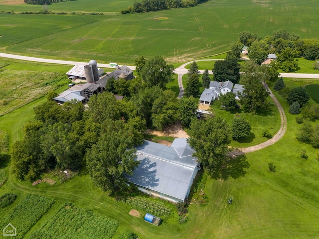 birds eye view of property featuring a rural view