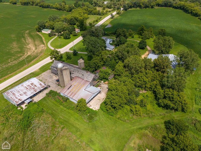 aerial view with a rural view