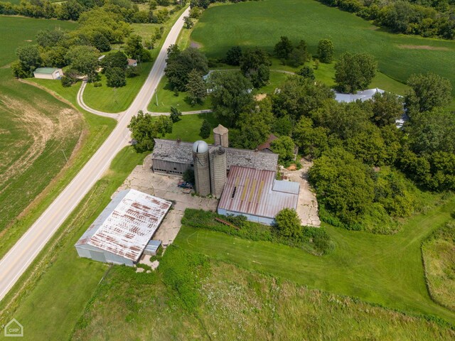 bird's eye view with a rural view