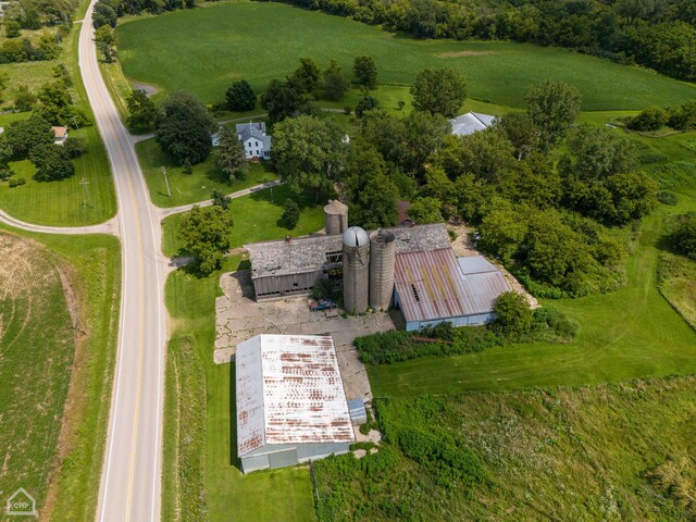 drone / aerial view featuring a rural view