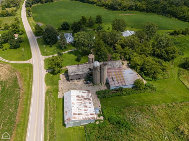 drone / aerial view with a rural view