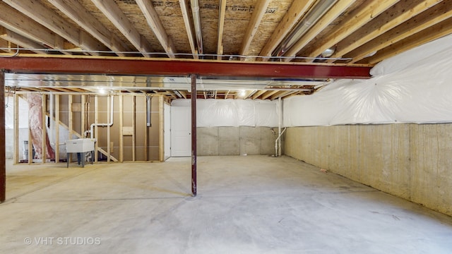 basement with sink