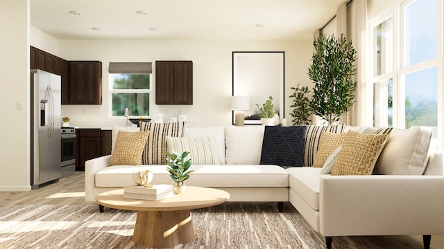 living room featuring light hardwood / wood-style flooring