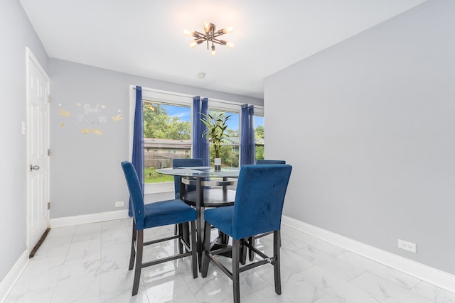 dining room with light tile patterned flooring