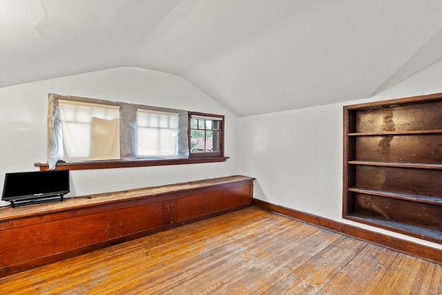 additional living space featuring light hardwood / wood-style flooring and lofted ceiling