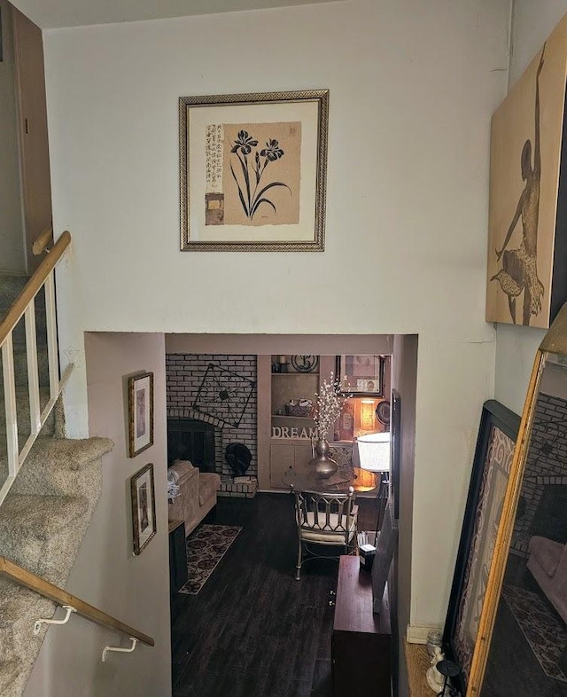 3132 Stonegate Ct, Flossmoor, IL 60422 - living room with a fireplace, stairway, and wood finished floors