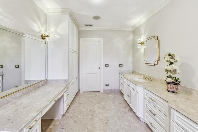 bathroom featuring vanity and crown molding