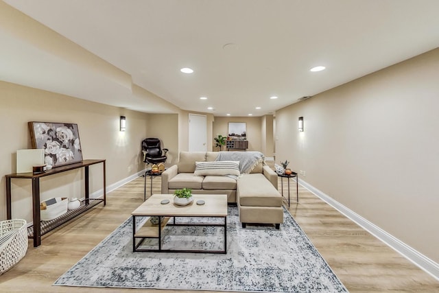 living room featuring light wood-type flooring