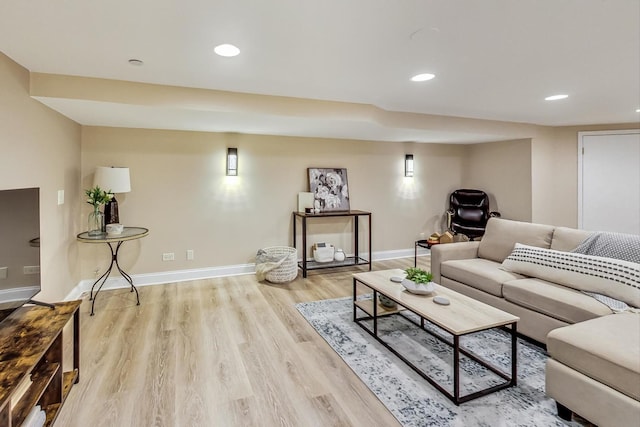 living room featuring light hardwood / wood-style flooring