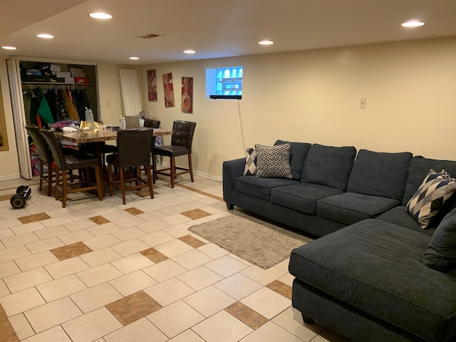 view of tiled living room