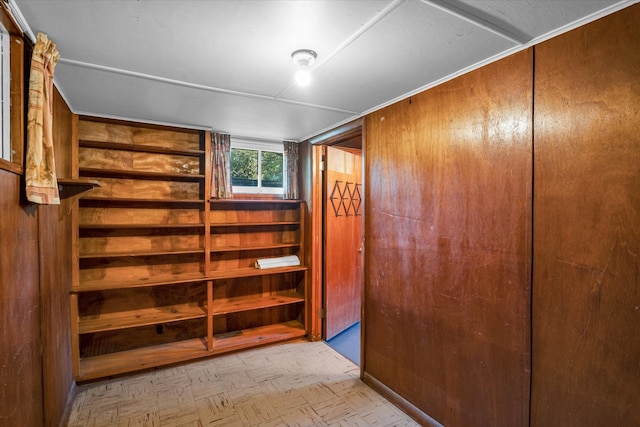 interior space with light parquet flooring