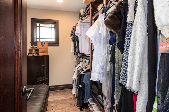 spacious closet featuring light wood-type flooring