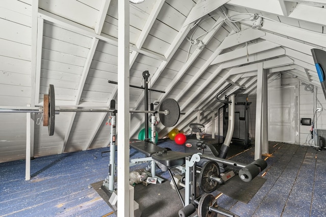 view of unfinished attic