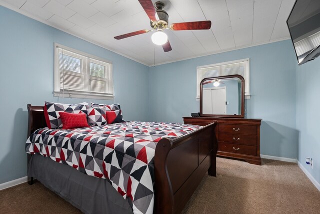 bedroom with carpet and ceiling fan