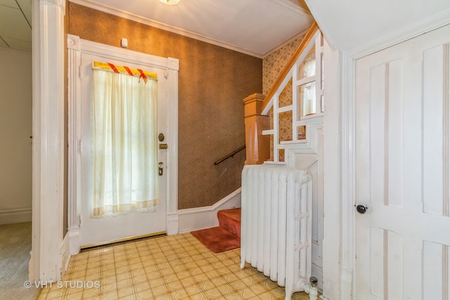 foyer entrance with radiator heating unit