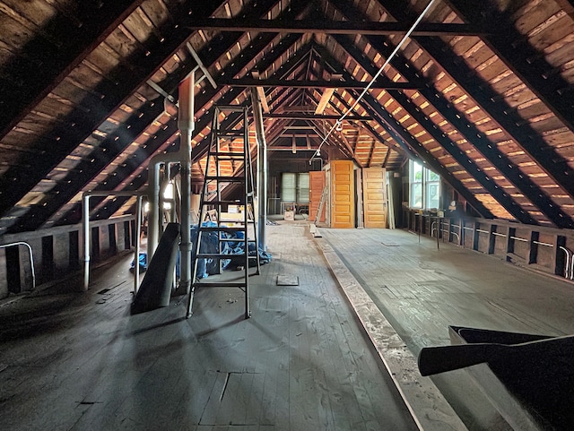 view of unfinished attic