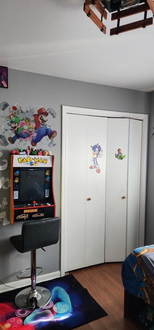 interior space featuring hardwood / wood-style floors and a closet